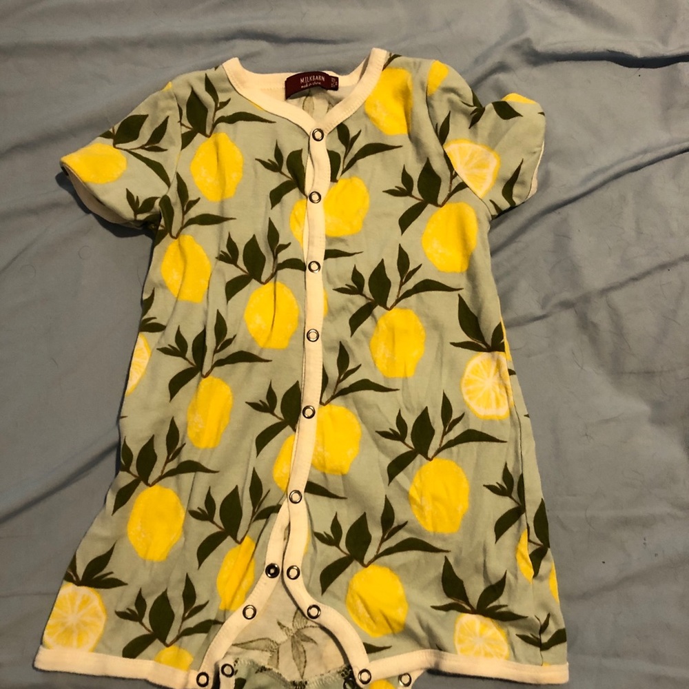 Milkbarn lemons 12-18 months shortall/romper